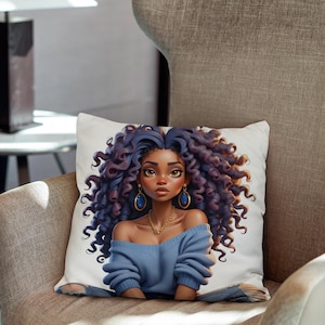 a pillow with a picture of a woman on it