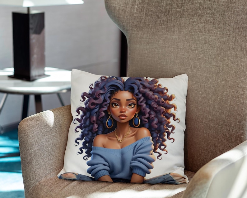 a pillow with a picture of a woman on it