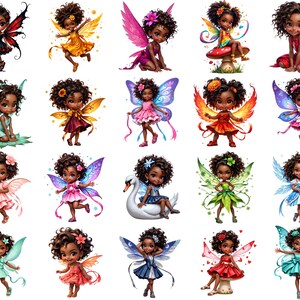 a collection of 16 distinct fairy characters, each with unique features and attire, arranged in a grid-like pattern.