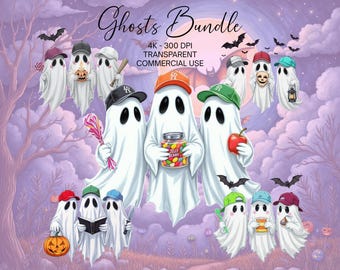 Spooky Ghost Halloween Bundle, Summerween Png, Ghost png, Spooky Ghost Stickers png, Trendy Png, Ghost Reading, Spooky Season, Halloween png