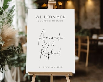 Willkommensschild Hochzeit | Hochzeitsschild | Willkommensschild Hochzeit personalisiert | Elegantes Hochzeitsschild Willkommen