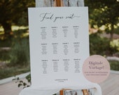 Sitzplanschild Hochzeit Vorlage | Vorlage zum Ausdrucken | Sitzplan Hochzeit Schild | Find your Seat Schild | Setting Chart Wedding