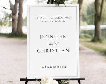 Willkommensschild Hochzeit | Hochzeitsschild | Willkommensschild Hochzeit personalisiert | Elegantes Hochzeitsschild Willkommen