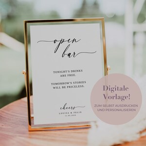 Open Bar Sign Template | Template to print | Open bar sign | Wedding Sign | Wedding Sign Bar | Bar Menu Wedding | drinks menu
