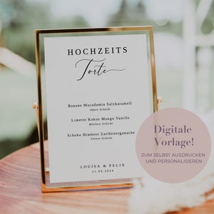 Sjabloon voor bruidstaartteken | Afdrukbare sjabloon | Bruiloft teken | Bruidstaart vulling teken | Bruiloft dessertbuffet teken