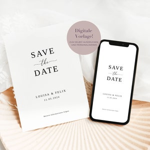 Save the Date Karte Hochzeit Vorlage | Save the Date Karte zum Ausdrucken | Save the Date Karte digital | DIY Vorlage Hochzeit Ankündigung