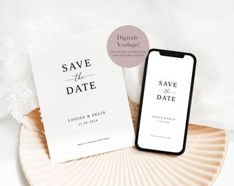 Save the Date Karte Hochzeit Vorlage | Save the Date Karte zum Ausdrucken | Save the Date Karte digital | DIY Vorlage Hochzeit Ankündigung