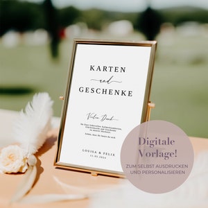 Karten und Geschenke Schild Vorlage | Vorlage zum Ausdrucken | Hochzeitsschild | Geschenkebox Hochzeit | Hochzeitsschild Geschenke