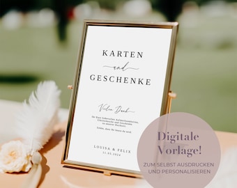 Cards and Gifts Sign Template | Template to Print | Wedding Sign | Wedding Gift Box | Wedding Sign Gifts
