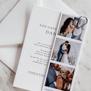 Dankeskarte Hochzeit mit Fotos | Dankeskarte Hochzeit Fotostreifen | Dankeskarte Hochzeit personalisiert mit Fotos | Danksagung Hochzeit