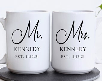 Mr and Mrs Wedding Mugs Husband and Wife Gift Personalised Wedding Gift Personalised Wedding Mug Coffee Mug Custom Mug Engagement Mug