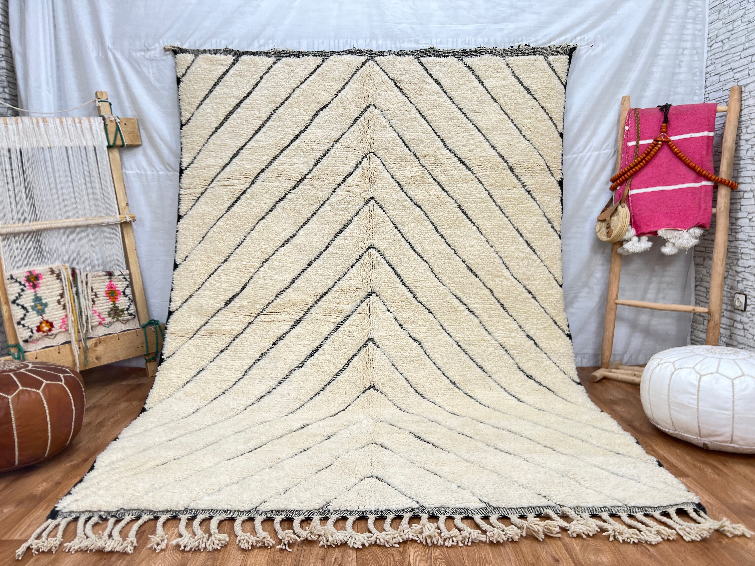 Hand Knotted Beni Ourain Rug: Genuine Lamb Wool Berber Rug - Etsy