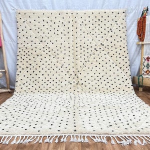 Handwoven Beni Ourain Rug: Moroccan Berber Style, White Wool