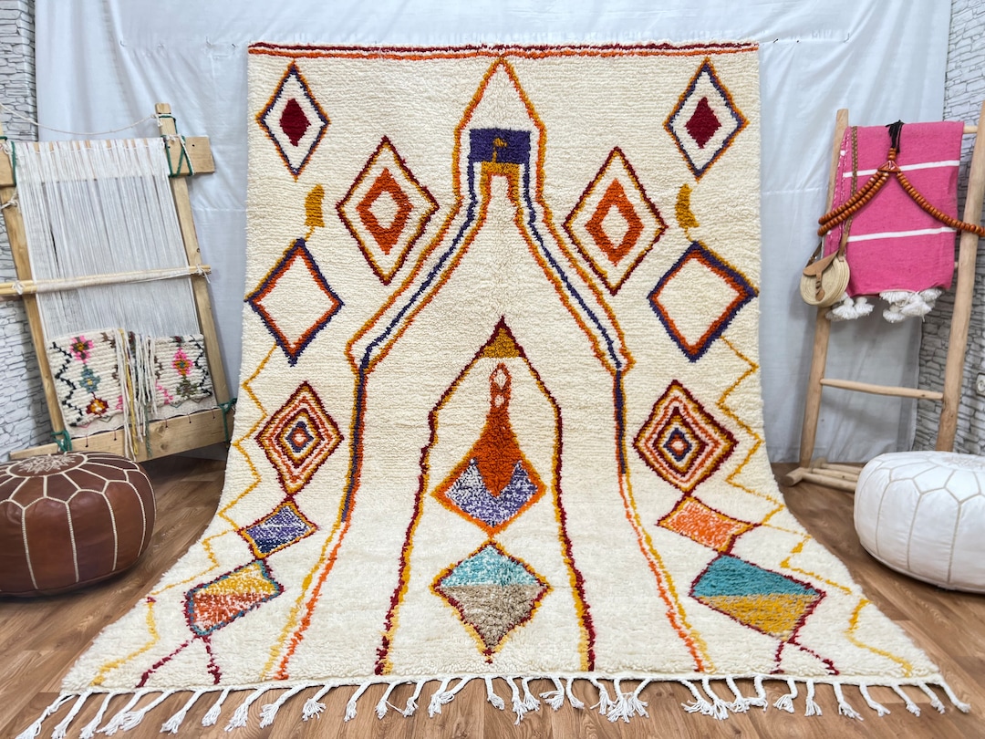 Handmade Beni Ourain Rug: Authentic Moroccan Wool Rug, Custom Size - Etsy