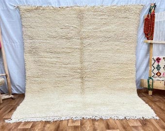 Cream Beni Ourain Rug: Authentic Hand-Knotted Moroccan Wool Rug