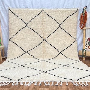 Hand Knotted Beni Ourain Rug: Authentic Moroccan Wool Berber Rug