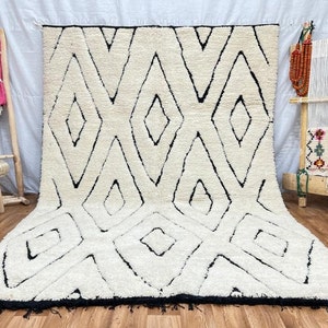Berber rug, Tapis Berbere, Moroccan rug Hand knotted - Beni ourain rug - all wool berber rug - Custom rug - handmade rug - Genuine lamb wool