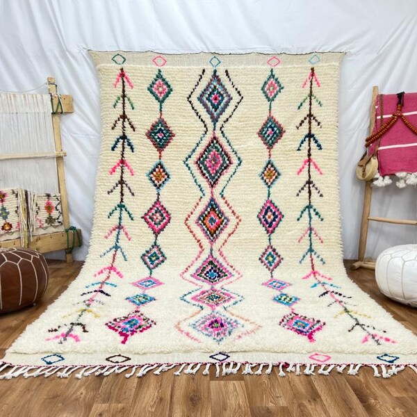 Custom Boujaad Rug: Multicolored Berber Moroccan Rug