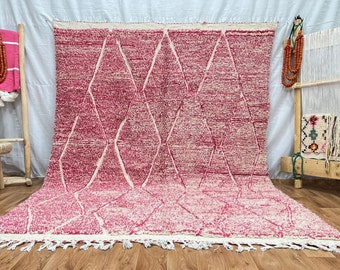Hand-Knotted Pink Beni Ourain Rug: Authentic Moroccan Wool Berber Rug