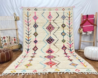 Tapis marocain, tapis berbère, tapis marocain, tapis Beni Mrirt, tapis marocain de qualité supérieure, oeuvre d'art moderne, grand tapis shaggy tissé à la main