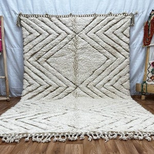 Beni ourain rug- Authentic Moroccan Rug- Custom Beni Ourain rug- Beni Rug- Large Moroccan Rug- White& Black Rug- Custom rug