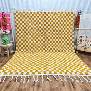 Gelber Teppich marokkanisch, Teppiche für Geschenk, Teppiche für Wohnzimmer, Teppiche für Schlafzimmer, getufteter Teppich, Teppiche Boho, Berber Teppich