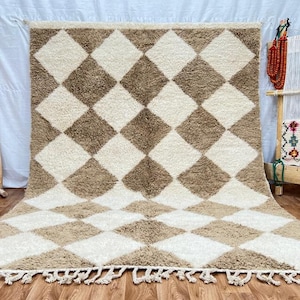 Beni ourain rug- Authentic Moroccan Rug- Custom Beni Ourain rug- Beni Rug Large Moroccan Rug- White & brown Rug- Custom rug