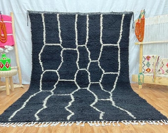 MOROCCAN RUG, Flat Area Rug, Handmade Rug, Black and White Rug, Custom Black Rug, Flatweave Kilim, Moroccan Rug, Black Rug, Plain Rug