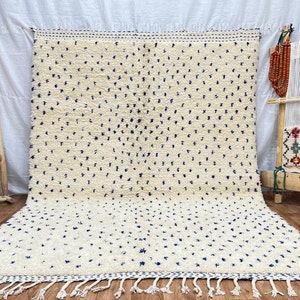 Handwoven Beni Ourain Rug: Moroccan Berber Style, White Wool