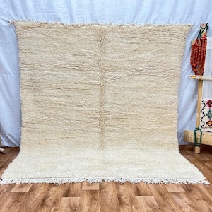 Cream Beni Ourain Rug: Authentic Hand-Knotted Moroccan Wool Rug