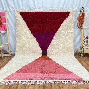 Handmade Wool Berber Rug: Colorful Geometric Moroccan Rug