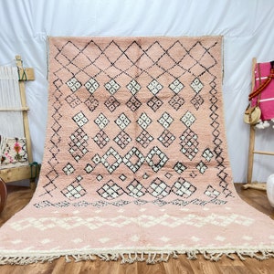 Checkered Beni Ourain Rug, Tribal Area Rug, Woven Rug, Pale Brown Rug, Custom Moroccan Rug, Living Room Decor, Wool Rug