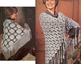 Vintage Crochet Pattern - Two 1970s Shawls - PDF Instant Download - Retro Style Scarf