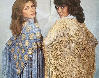 Vintage Crochet Pattern - Two 1970s Shawls - PDF Instant Download - Retro Style Scarf