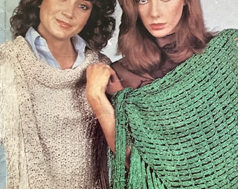 Vintage Crochet Pattern - Two 1970s Shawls - PDF Instant Download - Retro Style Scarf