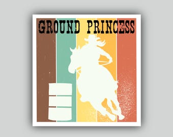 Ground Princess Sticker – Barrel Racer Silhouette Decal – Rodeo Cowgirl Sticker – Western Barrel Racing Gift – Tack Trunk Decal 2.5x2.5in