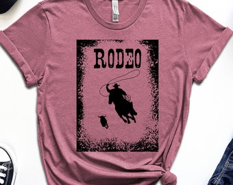Vintage Rodeo Flyer Shirt – Cowboy Roping Steer Graphic Tee – Western Retro Rodeo – Country Cowboy T-Shirt – Bella Canvas Unisex Western Tee