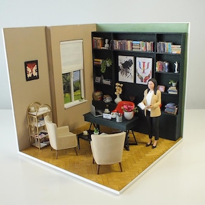 Customizable booknook,Personalized gift,Booknook,personalized miniature office, customizable design diorama,birthday gift,housewarming