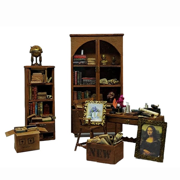 Miniature Sherlock Holmes Bookshelf insert, handmade, diorama, magic diorama