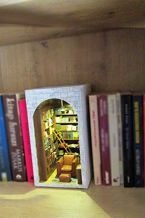 Library Book Nook, Book Shelf Insert, Booknook, Magic Diorama