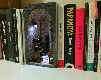 Wine cellar booknook, Book shelf insert, Booknook, Book nook,bookend,handmade