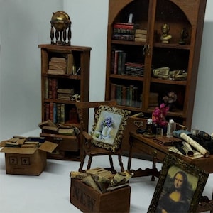 Miniatuur Sherlock Holmes-boekenplankinzetstuk, handgemaakt, diorama, magisch diorama, miniatuur, miniatuurboekenplanken, bibliotheek, kerstmis, cadeau