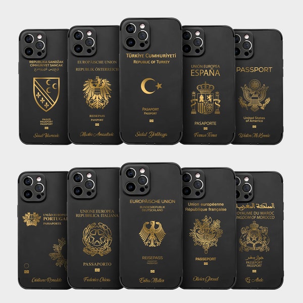 Personalized Phone Case Passport Design Cover for iPhone 14 Pro, 13, 12, 11, XR, 7, 8, Samsung S23, S22, S21FE Unique Gift for Halloween