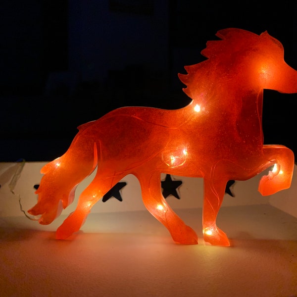 Isländer Lampe Lämpchen Tölter Isi Deko Beleuchtung Epoxidharz Resin Pferd LED Pferdelampe Nachtlicht