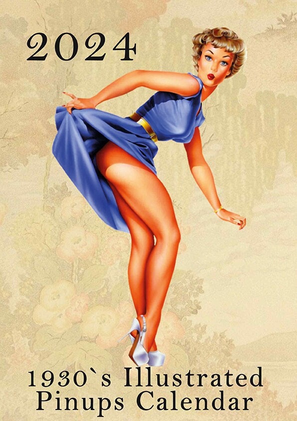 Retro Pin Ups Calendar 2024 Sexy Women Wall Calendar 15% OFF MULTI