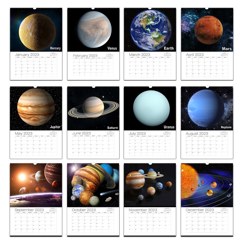 Solar System Calendar 2023 Personalised Message on Front Cover Etsy