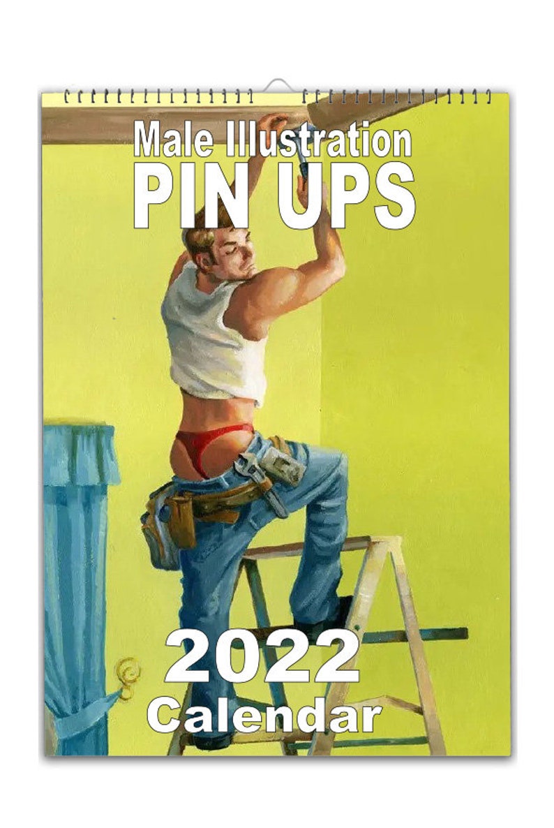 Male illustrated Pin up Calendar 2022 Personalised message on fr
