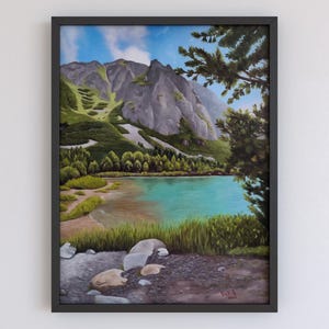 landscape painting, mountain painting, original oil painting on canvas, water landscape, original art painting, wall art, home decor, gift