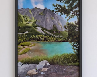 landscape painting, mountain painting, original oil painting on canvas, water landscape, original art painting, wall art, home decor, gift