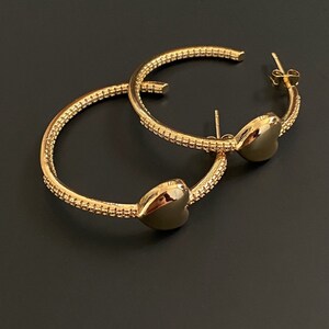 Heart Hoop Earrings, Gold Plated, 18kt Gold Plated, Heart Earrings